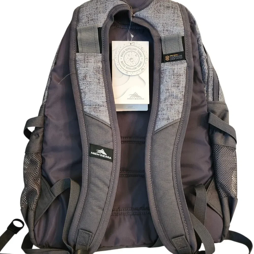 NWT High Sierra Gray Loop Tech Tablet Backpack Padded Shoulder Straps 19×13.5×8